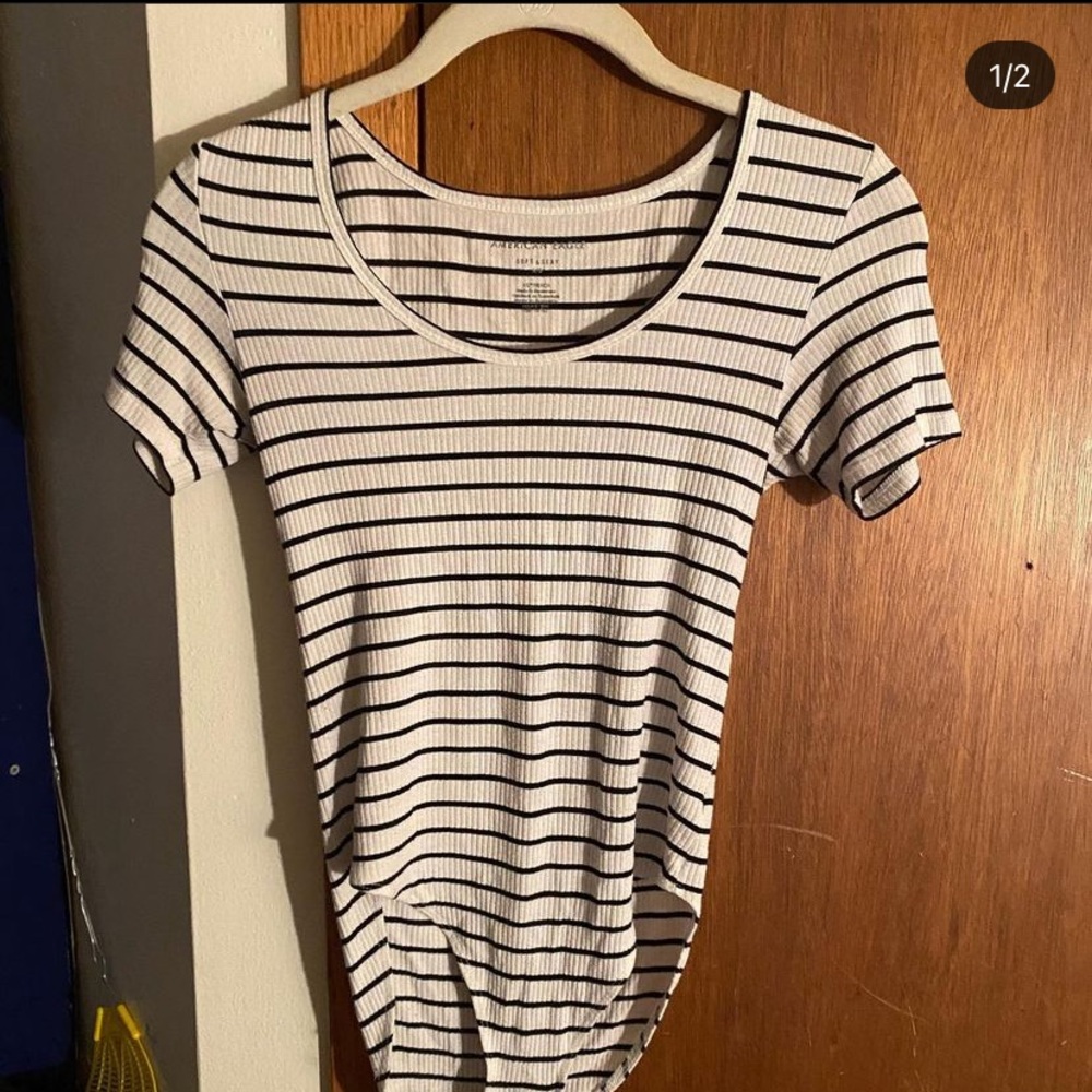 American Eagle Soft & Sexy bodysuit white and black stripes xs